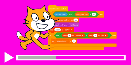 Scratch cat and code blocks video screenshot