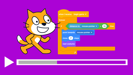 Scratch cat and code blocks video screenshot